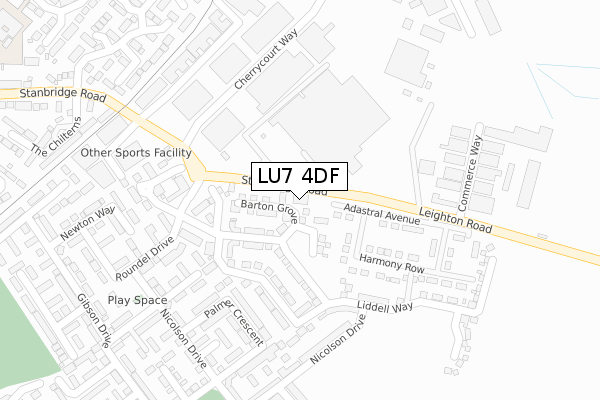 LU7 4DF map - large scale - OS Open Zoomstack (Ordnance Survey)