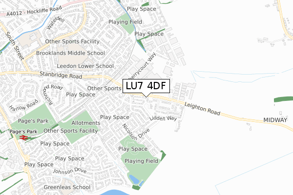 LU7 4DF map - small scale - OS Open Zoomstack (Ordnance Survey)