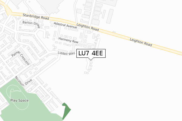 LU7 4EE map - large scale - OS Open Zoomstack (Ordnance Survey)