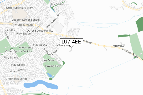 LU7 4EE map - small scale - OS Open Zoomstack (Ordnance Survey)