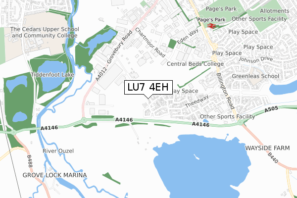 LU7 4EH map - small scale - OS Open Zoomstack (Ordnance Survey)