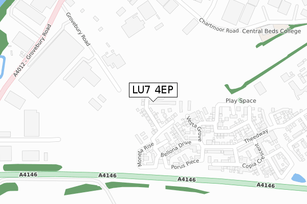 LU7 4EP map - large scale - OS Open Zoomstack (Ordnance Survey)