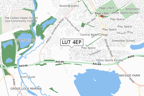 LU7 4EP map - small scale - OS Open Zoomstack (Ordnance Survey)