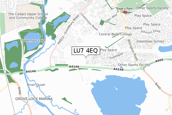 LU7 4EQ map - small scale - OS Open Zoomstack (Ordnance Survey)