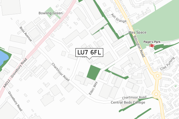 LU7 6FL map - large scale - OS Open Zoomstack (Ordnance Survey)