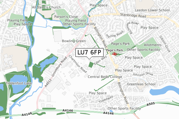 LU7 6FP map - small scale - OS Open Zoomstack (Ordnance Survey)