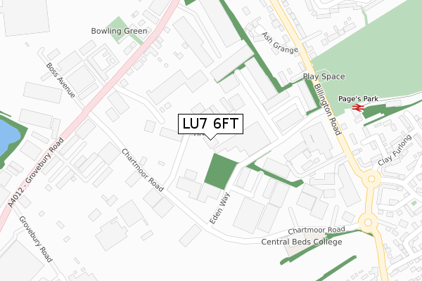 LU7 6FT map - large scale - OS Open Zoomstack (Ordnance Survey)