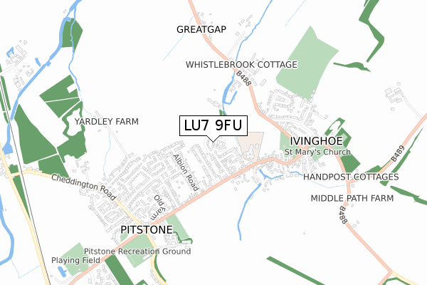LU7 9FU map - small scale - OS Open Zoomstack (Ordnance Survey)