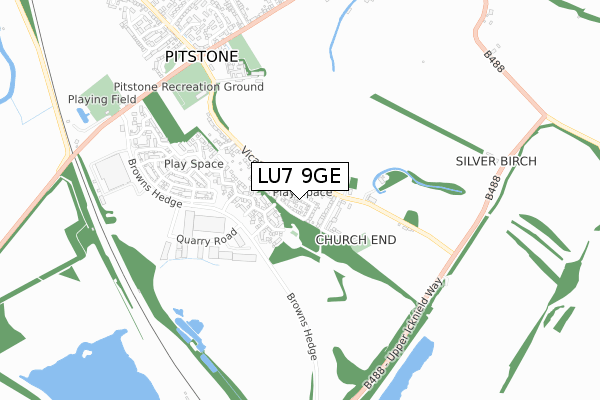 LU7 9GE map - small scale - OS Open Zoomstack (Ordnance Survey)
