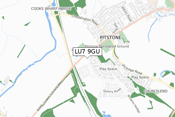 LU7 9GU map - small scale - OS Open Zoomstack (Ordnance Survey)