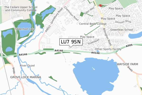 LU7 9SN map - small scale - OS Open Zoomstack (Ordnance Survey)