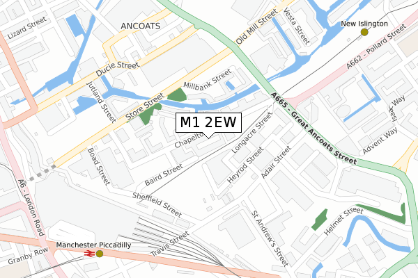 M1 2EW map - large scale - OS Open Zoomstack (Ordnance Survey)