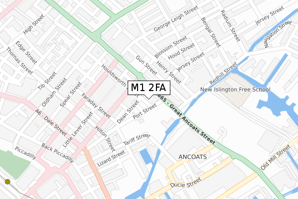 M1 2FA map - large scale - OS Open Zoomstack (Ordnance Survey)