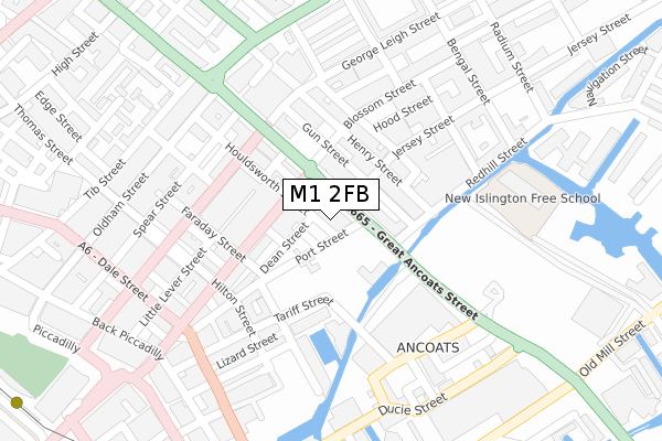 M1 2FB map - large scale - OS Open Zoomstack (Ordnance Survey)