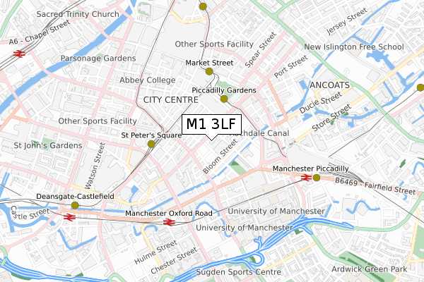 M1 3LF map - small scale - OS Open Zoomstack (Ordnance Survey)