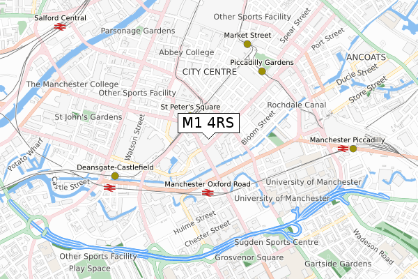 M1 4RS map - small scale - OS Open Zoomstack (Ordnance Survey) M1 4RS map - small scale - OS Open Zoomstack (Ordnance Survey)