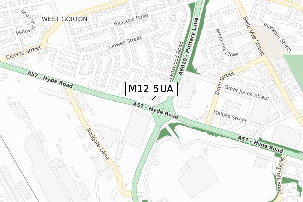 M12 5UA map - large scale - OS Open Zoomstack (Ordnance Survey)