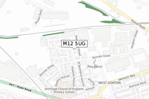 M12 5UG map - large scale - OS Open Zoomstack (Ordnance Survey)