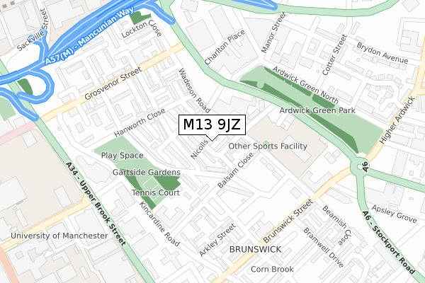 M13 9JZ map - large scale - OS Open Zoomstack (Ordnance Survey) M13 9JZ map - large scale - OS Open Zoomstack (Ordnance Survey)
