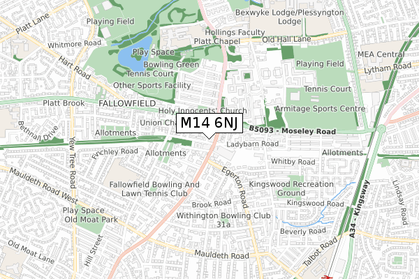 M14 6NJ map - small scale - OS Open Zoomstack (Ordnance Survey) M14 6NJ map - small scale - OS Open Zoomstack (Ordnance Survey)