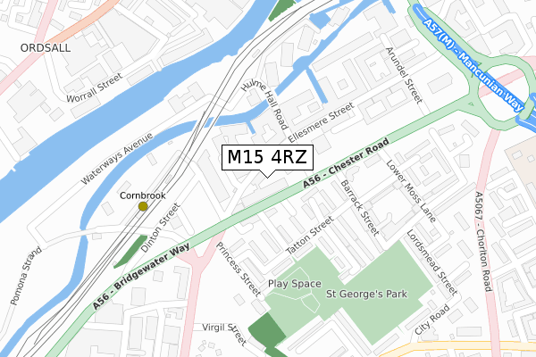 M15 4RZ map - large scale - OS Open Zoomstack (Ordnance Survey)