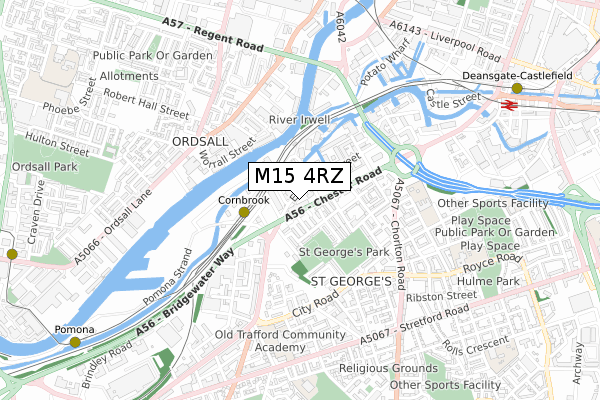 M15 4RZ map - small scale - OS Open Zoomstack (Ordnance Survey)