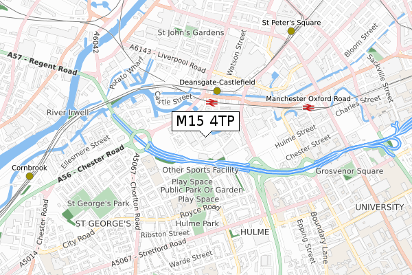 M15 4TP map - small scale - OS Open Zoomstack (Ordnance Survey)