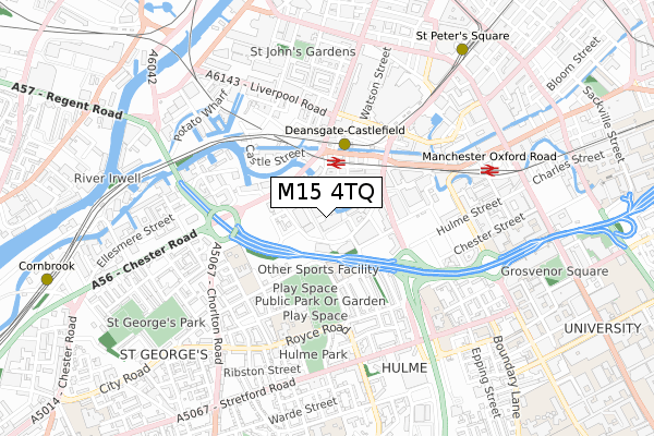 M15 4TQ map - small scale - OS Open Zoomstack (Ordnance Survey)