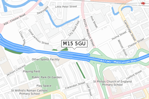 M15 5GU map - large scale - OS Open Zoomstack (Ordnance Survey)