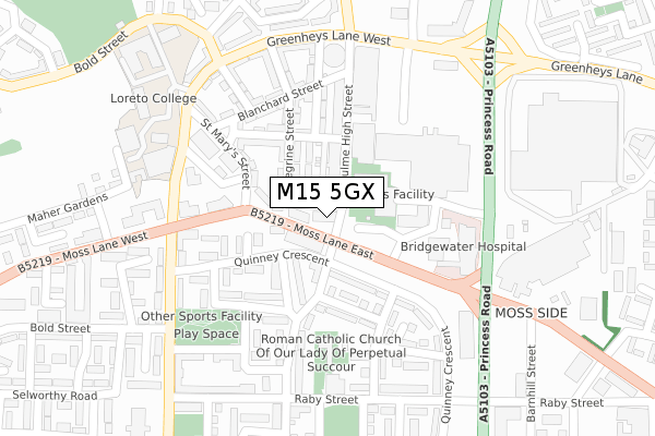 M15 5GX map - large scale - OS Open Zoomstack (Ordnance Survey)