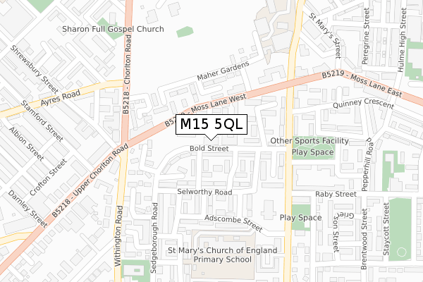M15 5QL map - large scale - OS Open Zoomstack (Ordnance Survey)