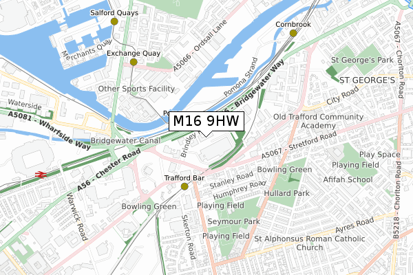 M16 9HW map - small scale - OS Open Zoomstack (Ordnance Survey)