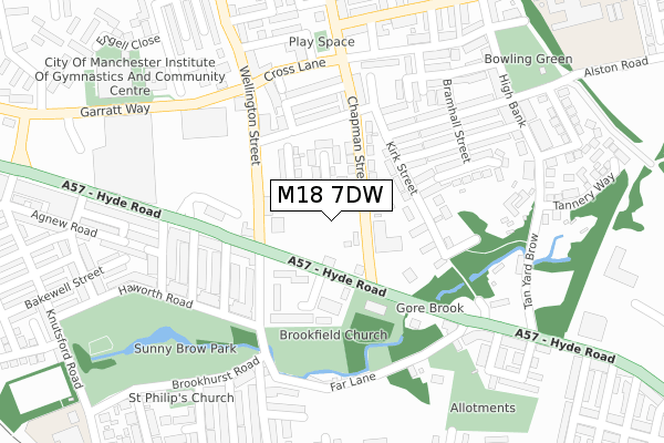M18 7DW map - large scale - OS Open Zoomstack (Ordnance Survey)