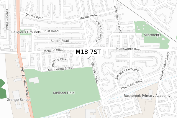 M18 7ST map - large scale - OS Open Zoomstack (Ordnance Survey)