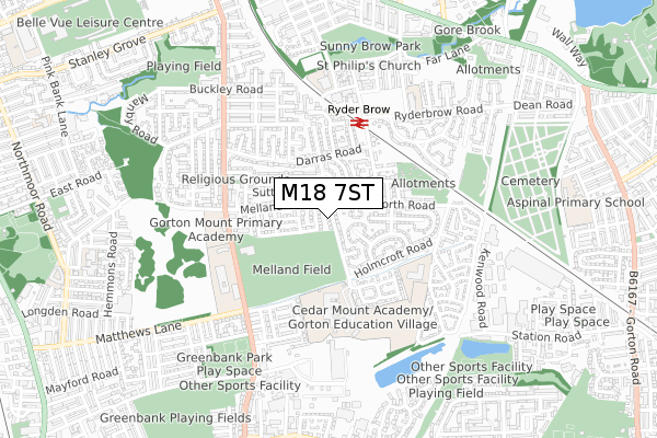 M18 7ST map - small scale - OS Open Zoomstack (Ordnance Survey)