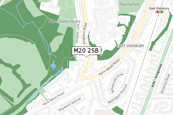 M20 2SB map - large scale - OS Open Zoomstack (Ordnance Survey)