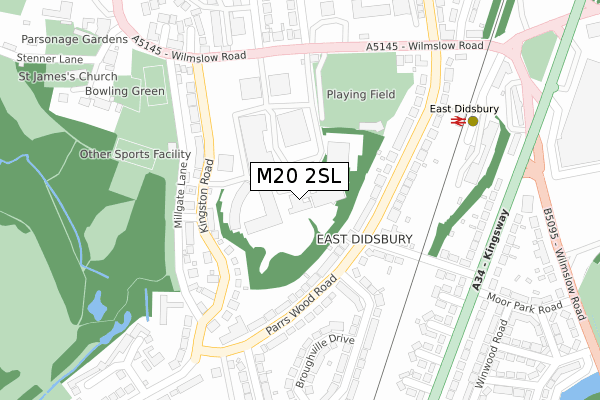 M20 2SL map - large scale - OS Open Zoomstack (Ordnance Survey)