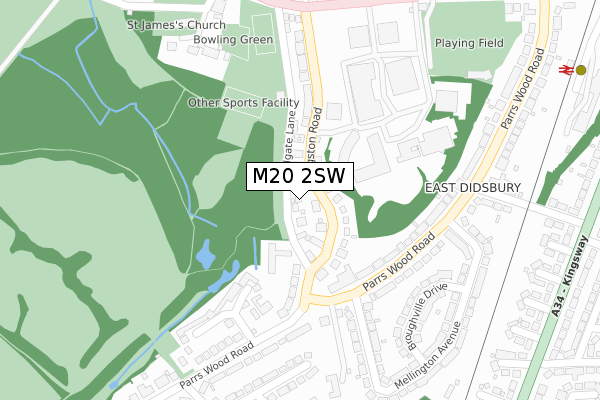 M20 2SW map - large scale - OS Open Zoomstack (Ordnance Survey)