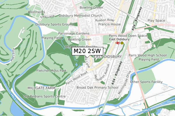 M20 2SW map - small scale - OS Open Zoomstack (Ordnance Survey)