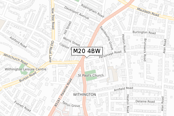 M20 4BW map - large scale - OS Open Zoomstack (Ordnance Survey)