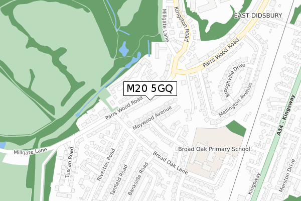 M20 5GQ map - large scale - OS Open Zoomstack (Ordnance Survey)