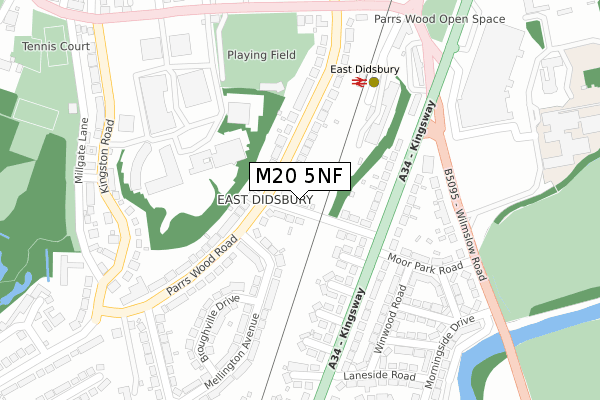 M20 5NF map - large scale - OS Open Zoomstack (Ordnance Survey)