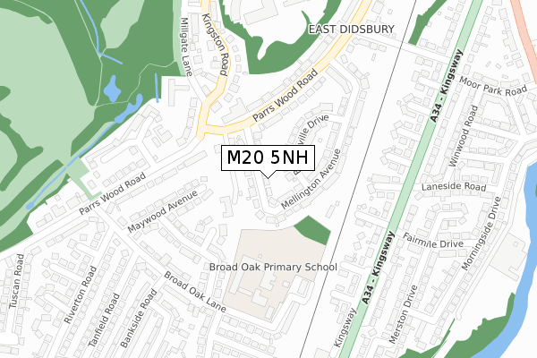 M20 5NH map - large scale - OS Open Zoomstack (Ordnance Survey)