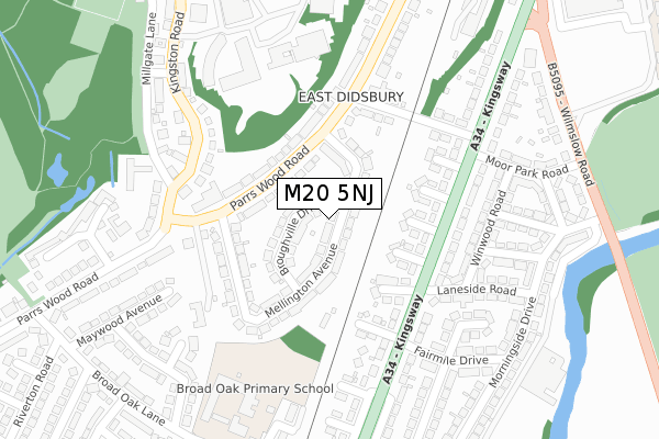 M20 5NJ map - large scale - OS Open Zoomstack (Ordnance Survey)