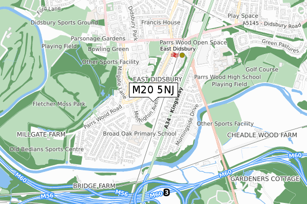 M20 5NJ map - small scale - OS Open Zoomstack (Ordnance Survey)