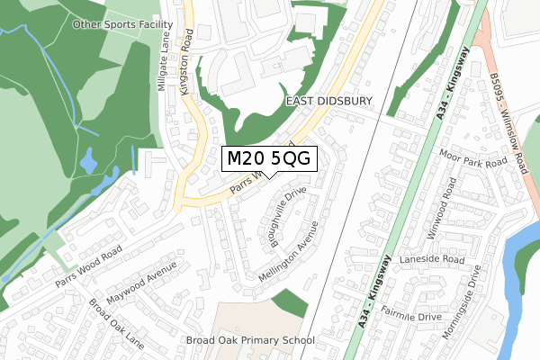 M20 5QG map - large scale - OS Open Zoomstack (Ordnance Survey)