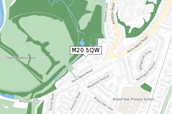 M20 5QW map - large scale - OS Open Zoomstack (Ordnance Survey)