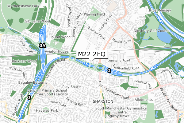 M22 2EQ map - small scale - OS Open Zoomstack (Ordnance Survey)