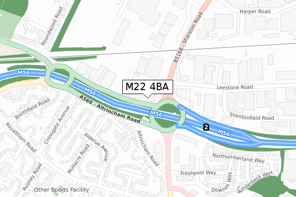 M22 4BA map - large scale - OS Open Zoomstack (Ordnance Survey)