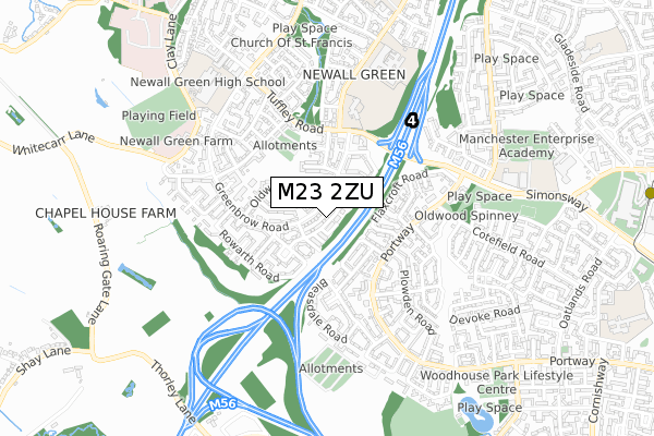 M23 2ZU map - small scale - OS Open Zoomstack (Ordnance Survey)